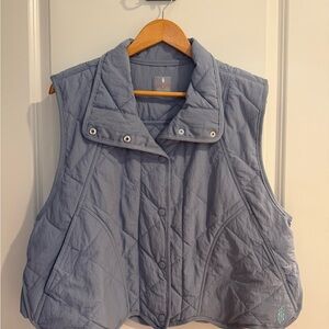 FP Movement by Free People Quilted Vest in Stone Wash Combo